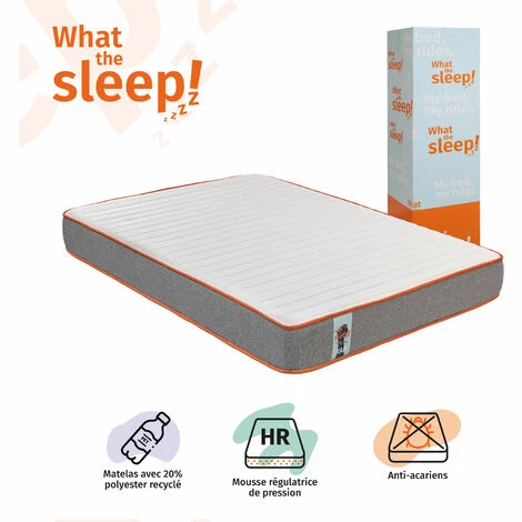 Budget 🔔 WHAT THE SLEEP! ZZZZ What The Sleep, Matelas à Mémoire De Forme Durable Premium HR, 22 cm, Modèle Rap, 70x190, Fermeté, Confort Et Haute Respirabilité, 2 zones Indépendantes, Protection Hygiénique 💯 – Image 2