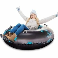 Bon marché 😍 QDRECLOD Luge Gonflable De 47" Pour Adultes, Charge Lourde, Avec Poignées, Résistant Aux Rayures, Résistant Au Gel, Idéal Pour Les Activités En Plein Air En Hiver, Noir - Noir 👏