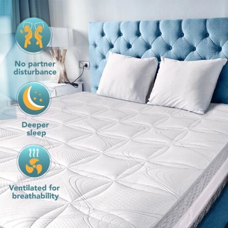 Grosses soldes â TANHK Matelas à Ressorts Ensachés Et Mousse à Mémoire De Forme 100% Made In Italy | 9 Zones Différenciées | Epaisseur 26 Cm | Orthopédique, Hypoallergénique, Housse Amovible | Simple 80 X 190 đ â Image 4