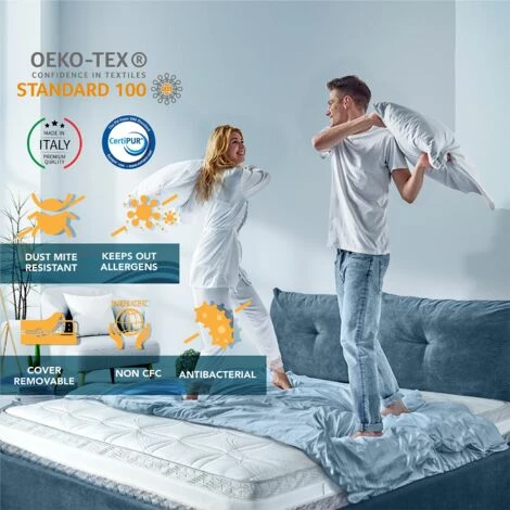 Grosses soldes â TANHK Matelas à Ressorts Ensachés Et Mousse à Mémoire De Forme 100% Made In Italy | 9 Zones Différenciées | Epaisseur 26 Cm | Orthopédique, Hypoallergénique, Housse Amovible | Simple 80 X 190 đ â Image 5