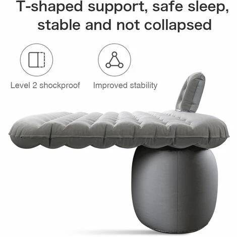 De gros ✨ ASUPERMALL Lit De Voyage Gonflable Pour Voiture, Protection Secondaire Contre Les Chocs Absorbant Les Chocs, Bord Serré, Tissu Composite Anti-Mouillant, Gris 🔥 – Image 3