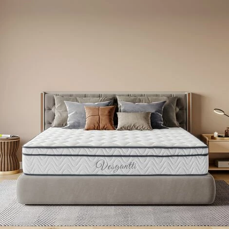 Sortie 🧨 Vesgantti Boxtop Matelas 26cm Épaisseur Ressort Ensachés En Mousse Mémoire De Forme 7 Zones De Confort CertiPUR-US (Classique, 80x200) 🔔