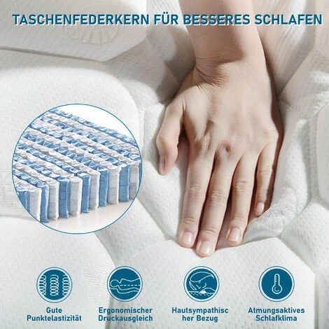 Acheter 🤩 ASUPERMALL Matelas à Noyau à Ressorts, Matelas En Mousse Froide 7 Zones, Noyau à Ressorts Ensachés, 90x200cm, 100% Certifié Oeko-Tex, Revêtement Matelassé En Microfibre, 100 Nuits De Sommeil D'essai, Degré De Dureté H3, Hauteur 25cm 🤩 – Image 5