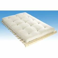 Remise 😀 VENTE-UNIQUE.COM Futon 140 X 190 Cm - 100% COTON - SHIVA De DREAMEA - Ecru - Blanc 👏