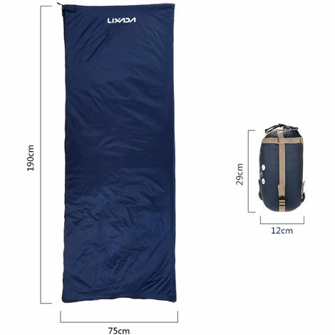 Grosses soldes ⭐ Lixada 190*75cm Enveloppe Extérieure Sac De Couchage Camping Voyage Randonnée Multifonction Ultra-léger 680g - Bleu Foncé ⭐ – Image 2