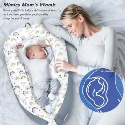 Promo 🤩 Réducteur De Lit Bébé 90 X 50 Cm - BIGZZIA Matelas Cocoon De Bébé - 100% Coton Cale Bebe Pour Lit Avec Certificat Oeko-tex - Bleu ⭐