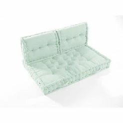 Coupon ❤️ DOCK AVENUE Matelas Palette Avec 2 Dossiers 100% Coton Déperlant Et Anti UV KALA - VERT MENTHE ⌛
