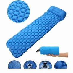 Tout neuf 🔥 LTS FAFA Matelas De Camping, Tapis De Couchage Avec Oreiller De Camping Couchage D’air Ultraléger Pour Camping, Voyage, Randonnée, Bleu 🎁