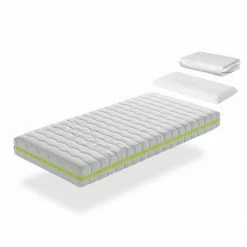 Budget 🛒 DORMALIT Pack Matelas 80X200 LIT ENFANTS H18 CM NUKA VISCO + 1 Oreiller Junior 80x35 Cm + 1 Protege Matelas 80x200 Cm ❤️
