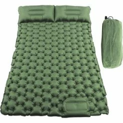 Vente flash 🎁 KARTOKNER Matelas De Camping Autogonflant Double Matelas De Camping Pompe à Pied Matelas De Camping Gonflable Avec Oreiller Pour 2 Personnes Matelas De Couchage Portable Pour La Randonnée,la Pêche(Vert Olive) 👍