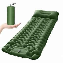 Le moins cher 🎉 KARTOKNER Matelas De Camping Avec Pompe à Pied,Matelas De Couchage Gonflable D'épaisseur Supplémentaire Avec Oreiller Pompe Intégrée,Ultraléger Imperméable Pour Sac à Dos, Randonnée,Tente,Voyage (Vert Olive) ⌛