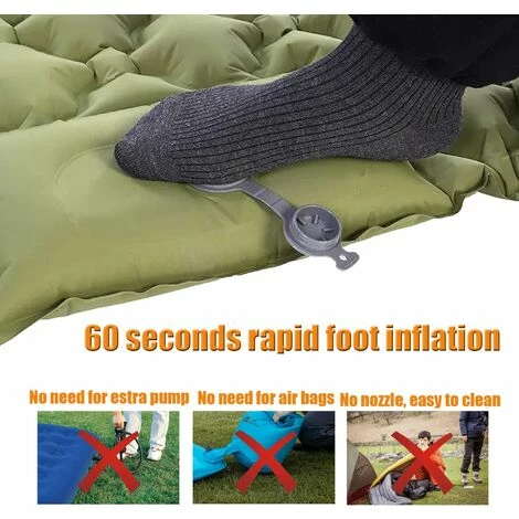 Le moins cher 🎉 KARTOKNER Matelas De Camping Avec Pompe à Pied,Matelas De Couchage Gonflable D'épaisseur Supplémentaire Avec Oreiller Pompe Intégrée,Ultraléger Imperméable Pour Sac à Dos, Randonnée,Tente,Voyage (Vert Olive) ⌛ – Image 3