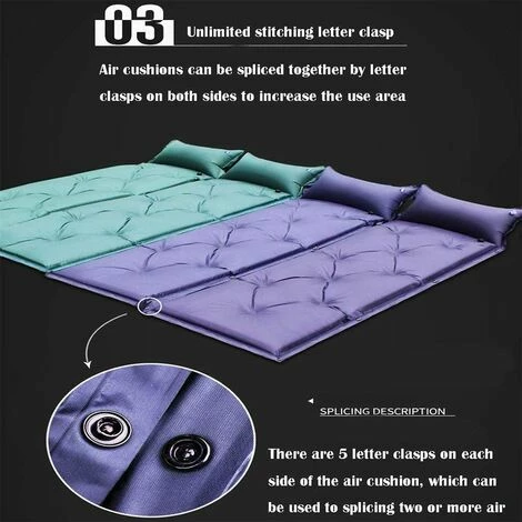 De gros 👍 KARTOKNER Matelas De Couchage, Léger, Auto-gonflant Avec Oreiller Pour Le Camping Et La Randonnée183*57*2.5cm(vert) 🎁 – Image 3