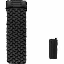 Nouveau 💯 KARTOKNER Matelas De Camping Portable, Tapis De Couchage Ultraléger Matelas De Randonnée Avec Oreiller, 190×59×6cm, Matelas Trekking Pour Camping, Voyage, Randonnée(le Noir) 🤩