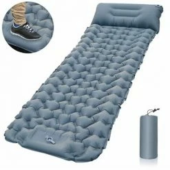 Remise 🥰 TANCYCO Tapis De Camping Léger Avec Oreiller Pneumatique Matelas Pneumatique Portable Matelas De Couchage Imperméable Pour Sac à Dos,Gris, 👍