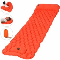 Meilleur prix 🔥 TANCYCO Tapis De Couchage Gonflable Avec Matelas à Air De Pompe à Pied D'oreiller Pour Les Voyages De Randonnée Pédestre,Orange,Modèle De Cellule Polygone 😍