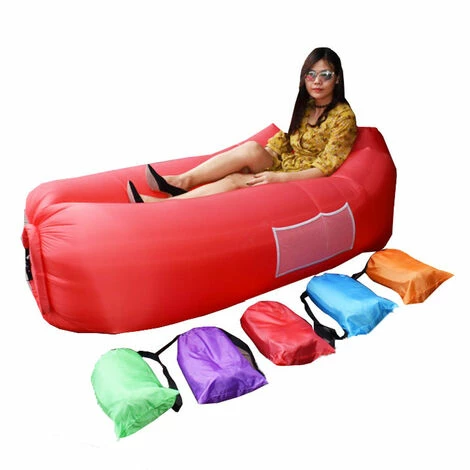 Budget 🥰 TANCYCO Super Léger Extérieur Rapide Infaltable Air Sofa Canapé Portable Lit Gonflable Pliable Plage Sleeping Lounger Laybag,Le Noir,260 * 70cm 🎁 – Image 3