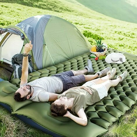 Vente flash 💯 LIFCAUSAL Double Matelas De Couchage De Camping, Coussin De Camping Gonflable Presse-pieds Ultraléger 2 Personnes Tapis De Camping Avec Oreiller Pour Camping Randonnée Voyage Sac à Dos Tente Et Vanlife ⌛ – Image 3