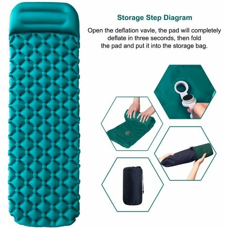 Le moins cher ❤️ MACARON Matelas De Camping Épaisseur Améliorée 10cm Tapis De Couchage Autogonflant, Matelas Randonnée Avec Oreiller, Matelas Gonflable Ultraléger Pour Camping,Tente,Randonnée LO-Ron 🔥 – Image 4