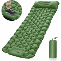 Meilleur prix 🥰 FR-LIFE BR-Vie Matelas Camping Autogonflant, Tapis De Couchage Avec Oreiller Et Pompe à Pied, Matelas Gonflable Ultraléger Portable Pour Camping, Voyage, Randonnée, Vert ⭐
