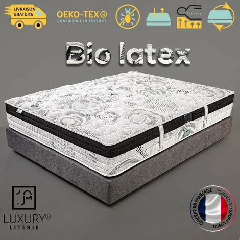 Tout neuf ✔️ LUXURY LITERIE Matelas 90x190 Cm, Hauteur 26 Cm, Bio Latex, Latex, 10 Zones De Confort, Indépendance Du Couchage, Réversible, Haute Densité, Orthopédique 😍