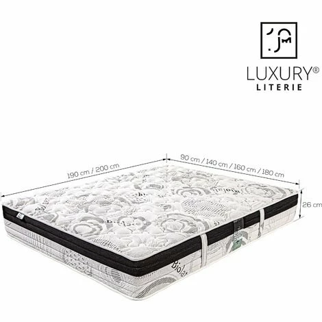 Tout neuf ✔️ LUXURY LITERIE Matelas 90x190 Cm, Hauteur 26 Cm, Bio Latex, Latex, 10 Zones De Confort, Indépendance Du Couchage, Réversible, Haute Densité, Orthopédique 😍 – Image 2