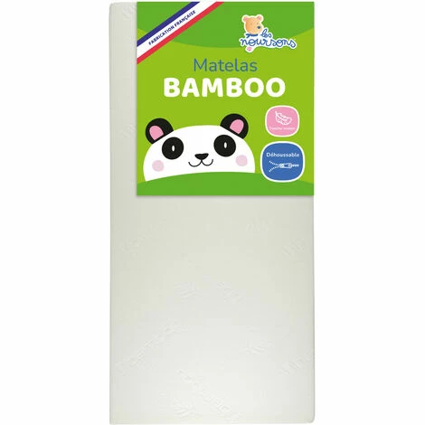 Budget ✔️ LES NOURSONS Matelas Bébé Bamboo - 60x120 Cm - Doux Et Absorbant - Déhoussable - Sans Traitement Chimique - Fabrication Française - Blanc 🎉 – Image 2