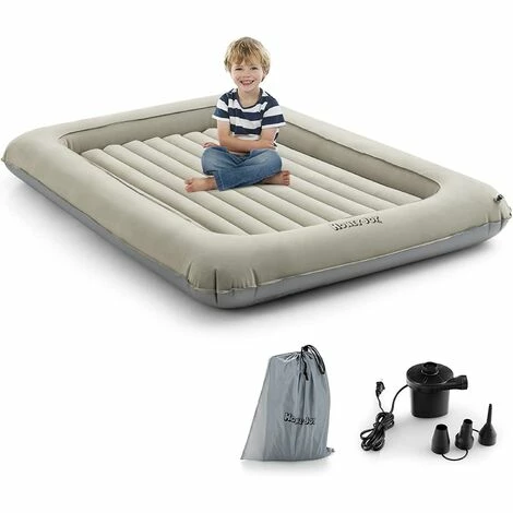 Offres 😍 COSTWAY 2 En 1 Lit Gonflable Pour Enfants, Ensemble De Matelas Pneumatiques Pour Enfants Avec Pompe Électrique, Pour 18-24 Mois ✔️