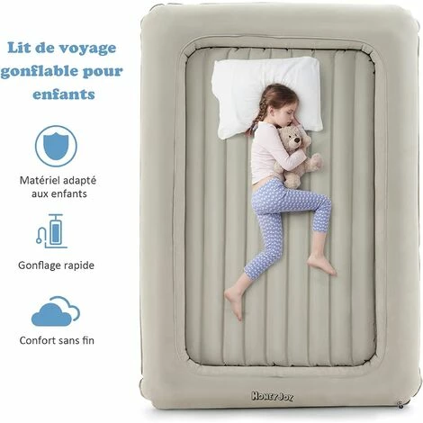 Offres 😍 COSTWAY 2 En 1 Lit Gonflable Pour Enfants, Ensemble De Matelas Pneumatiques Pour Enfants Avec Pompe Électrique, Pour 18-24 Mois ✔️ – Image 2