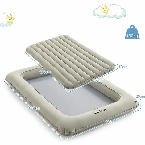 Offres 😍 COSTWAY 2 En 1 Lit Gonflable Pour Enfants, Ensemble De Matelas Pneumatiques Pour Enfants Avec Pompe Électrique, Pour 18-24 Mois ✔️ – Image 5