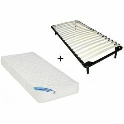 Nouveau ✔️ VENTE-UNIQUE.COM Ensemble Cadre à Lattes + Matelas Ressorts Ensachés 5 Zones CESAR De DREAMEA ép.21 Cm - 90 X 200 Cm - Noir ✔️