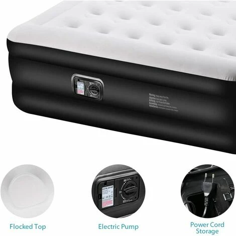 Acheter ✨ HAZEL Matelas Gonflable 2 Personnes Avec Pompe Electrique Intégrée, Lits Gonflable D’Appoint Pneumatique Lit D'invité, 203 X 157 X 47 Cm ✔️ – Image 2