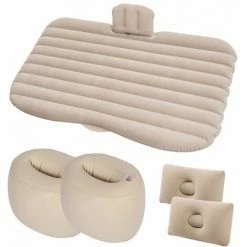 De gros 👍 DONTODENT Matelas De Lit De Voiture à Air, Coussin De Matelas à Air, Siège De Voiture Multifonctionnel Avec Pompe à Air Et Oreiller, Grain Droit - Beige (jetée De Stockage) ⭐