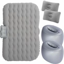 Le moins cher 🔔 Deckon Matelas De Lit De Voiture à Air, Coussin De Matelas à Air, Siège De Voiture Multifonctionnel Avec Pompe à Air Et Oreiller, Motif Ondulé - Gris 🥰