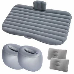 Offres ✔️ Deckon Matelas De Lit De Voiture à Air, Coussin De Matelas à Air, Siège De Voiture Multifonctionnel Avec Pompe à Air Et Oreiller, Grain Droit - Gris (jetée De Stockage) ✨