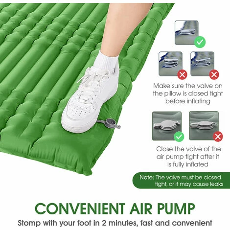 Tout neuf 😍 HAPPYSHOPPING Tapis Gonflable Double Avec Tirettes Autogonflant, Bleu Marine - Bleu Marine 😍 – Image 5