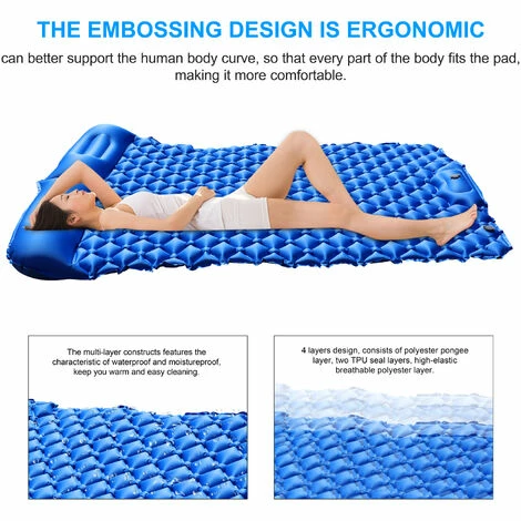 Budget 💯 TANCYCO Matelas De Couchage Extérieur En TPU Pour Camping, Tapis Gonflable Avec Oreillers, Tapis De Voyage, Tente, Lit Pliant, Coussin D'air Ultraléger Pour Randonnée, Trekking (vert) 😉 – Image 5