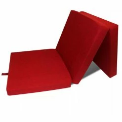 Tout neuf 👏 LES TENDANCES Matelas En Mousse Pliable En 3 Sections 190 X 70 X 9 Cm Rouge ⌛