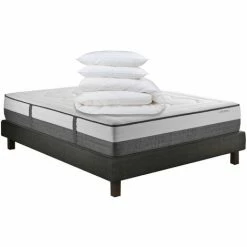 Grosses soldes ⌛ HBEDDING Ensemble Matelas Mémoire De Forme 140x190 + Sommier + Couette + 2 Oreillers - Memo Graphene - Noir 👍