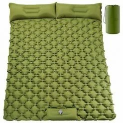 Grosses soldes 🌟 QERSTA Double Matelas De Couchage De Camping, Coussin De Camping Gonflable Presse-pieds Ultraléger 2 Personnes Tapis De Camping Avec Oreiller Pour Camping Randonnée Voyage Sac à Dos Tente Et Vanlife ⌛